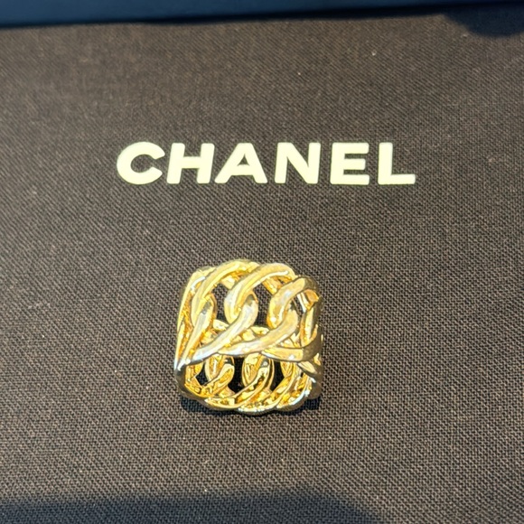 Authentic CHANEL Ring Metal/Strass/Dore Rhinestone S:6 - Picture 9 of 14